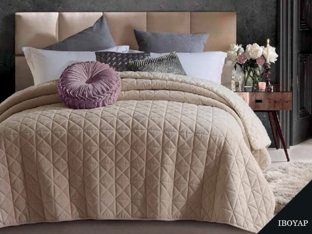 Πάπλωμα Υπέρδιπλο Βελουτέ Ιβουάρ Vintage με Sherpa Γαρύφαλλο 220x240 | Γαρύφαλλο - Λευκά Είδη